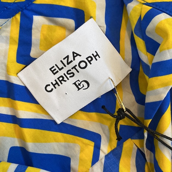 NWT ELIZA CHRISTOPH SHIRO SLEEVELESS SHIRTDRESS GEO CABANA BLUE WOMENS SZ SMALL - Picture 7 of 11